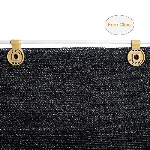 Shatex 90% 8x15ft Sun Shade Fabric for Pergola Cover Porch Vertical Screen, Black - size: 8x15ft with Clips - Black