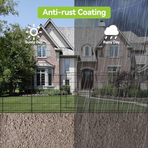 INJOPEXI Decorative Garden Fence 12 Panels 26ft (L)×36in (H) Garden Fences with 11 Panels + 1 Gate, No Dig Animal Barrier Rabbit Fencing Rustproof Metal Wire Temporary Dog Fence for Patio Outdoor Yard - size: 12 Panels 26ft(L)-36"(H) - With Gate