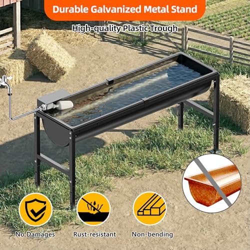 2PCS Automatic Animal Waterer 11 Gallon | Livestock Water Trough with Adjustable Stand, Automatic Water Dispenser with Float Valve, Feeding Goat, Sheep, Horse, Dog - size: 2 PCS