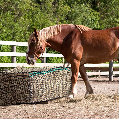 Riakrum 2 Pcs 47 x 20 x 20 Inch Large Square Bale Hay Net Horse | 5 Mm Mesh Fits 47x20x20 in Bales, Slow Feeder Cuts Waste, Black Net for Horse Mule Goat Cattle, Durable Feeding Bags