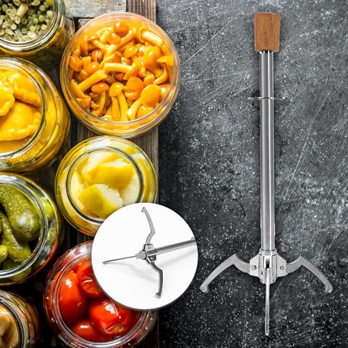 Multifunctional Food Clamp with Non-Slip Handle, Telescopic Ice Cube Grabber, Stainless Steel Pickle Fork, Olives Pickled Onions Utensil
