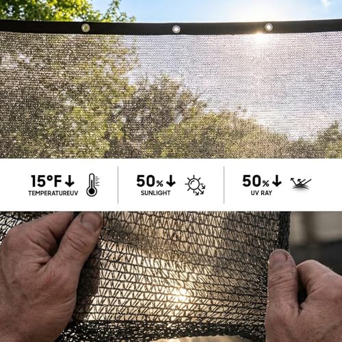 ColourTree 50% Black Shade Cloth, 8FT x 10FT Mesh Tarp, UV Resistant Netting with Upgrade Grommets for Plant Cover, Greenhouse, Chicken Coop, Barn, Kennel, Garden (We Make Custom Size)