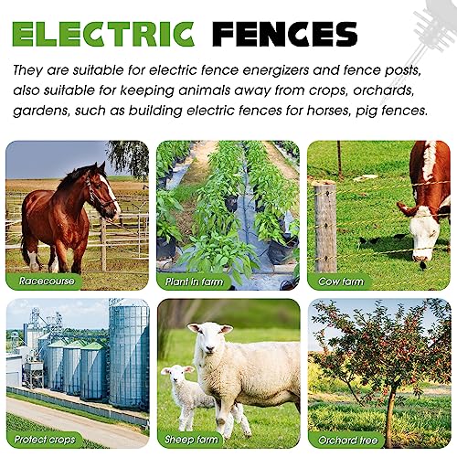 Sweetude 660 Feet Electric Fence Polywire and 100 Pcs Electric Fence Insulator with 1 Pcs Insulator Socket Tool Resistant Glove Electric Fence 6 Stainless Steel Strands for Fence Landowner Farmer