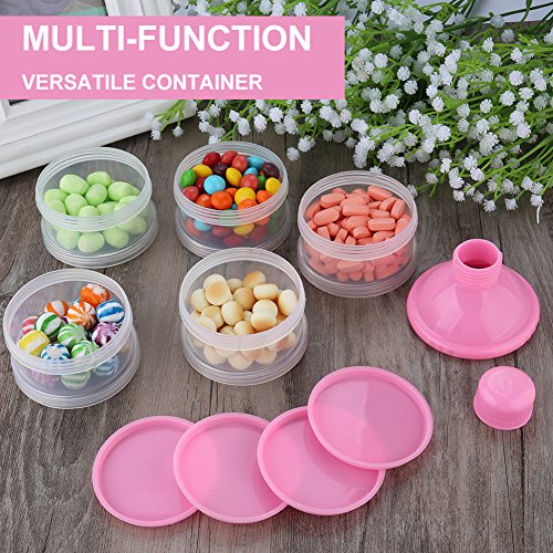 Accmor Formula Dispenser On The Go, 5 Compartments Stackable Formula Container for Travel, Baby Milk Powder Kids Snack Container, BPA Free - color: Pink-2pc