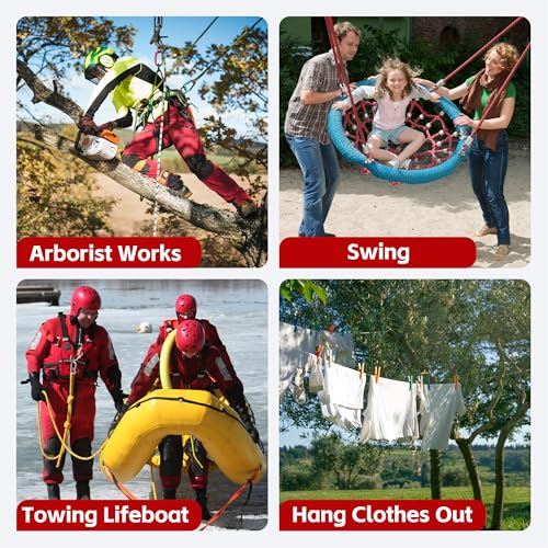 1/2in x 100ft Double Braided Arborist Rigging Rope, 48 Strands Polyester 8000LBS Heavy Duty Climbing Bull Rope for Tree Swing Rappelling Rescue Camping - size: 1/2in x 100ft, style: Red