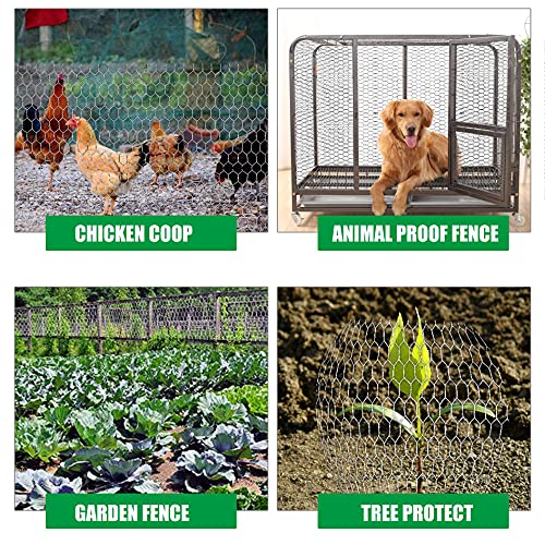 Chicken Wire Fencing, 4ft x 150ft Hexagonal Galvanized Chicken Wire Mesh Fence 2 Inch Mesh Fence Poultry Netting Animal Barrier for Craft Projects Gardening Chicken Coop Rabbit Pet - size: 4ft x 150ft
