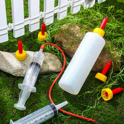 Havawish Lamb & Goat Bottle Kit - 18 Pcs, 2 x 400ml Lamb Bottles, 12 Animal Milk Drink Nipples, Goat Feeding Tube Kit