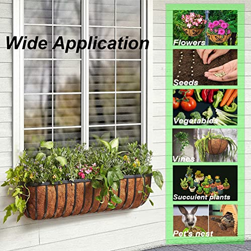 2pcs Trough Planter Basket Liners Coco Liner 24 inch, Thick Coconut Coir Liner Coco Fiber Liners Replacement for Wall Planter Window Box, Garden Fence Baskets Railing Planter In/Outdoors (24inch-2pcs) - color: 24inch-2pcs
