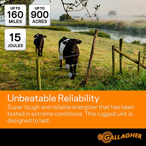 Gallagher M1500 Electric Fence Energizer | 110V Plug-in Fence Charger for Livestock, Horses, and Large Pastures | Powers Up to 160 Miles of Fence | Low Impedance, Built-in Lightning Protection