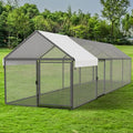 NUGRIART Metal Chicken Coop with Waterproof Cover, 157”x40”x40” Portable Poultry Cage, Outdoor Backyard Farm Hen House & Chicken Run for Chickens, Ducks, Rabbits and Small Pets - size: 157"L x 40"W x 40"H