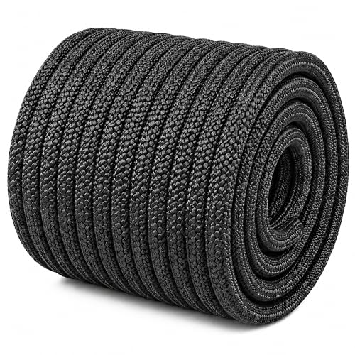 Double Braided Polyester Arborist Rope (1/2 inch X 200 feet) High Strength Bull Rope for Tree Work Climbing Securing Sailing Swing, Black - size: 1/2 inch X 200 feet