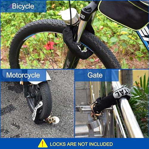 Heavy Duty Security Chain, 2.4FT x 3/8" Thick | Hardened Steel, Cut Proof, Anti-Theft Lock Chain, For Motorcycles, Bikes, ATVs, Trailers, Containers - size: 2ft chain without lock