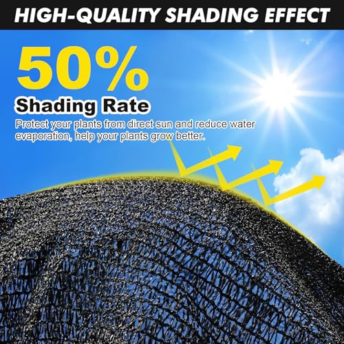 50% Black Garden Shade Cloth Roll for Plants, 8' x 100 FT | Sun Shade Cover Fabric Roll, UV Block Shades Netting Mesh, Privacy Fence Screen for Greenhouse, Backyard, Patio - size: 8' x 100 FT-50%