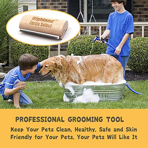 Deshedding Grooming Tool for Dogs, Cats & Horses, Ergonomic Design Wood Groom Brush, Professional Pet Groomer, Painlessly Remove for Short & Long Hair, Fur & Dirt - 5 Inches | Deshedding Grooming Tool for Dogs,Cats & Horses,Professional Pet Groomer,Painle