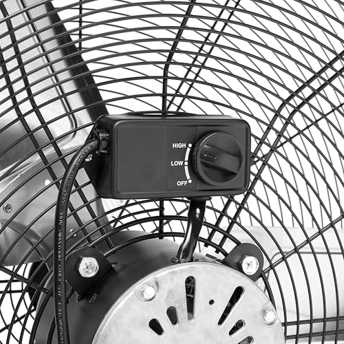 Amazon Basics 30" 300W High-Velocity Heavy-Duty Industrial Drum Fan for Cooling, Metal Housing, UL-Certified Safety Compliance, 2 Speeds, High CFM Up to 12,480, 5.9-ft Power Cord, 2 Wheels, Black - size: 30-inch