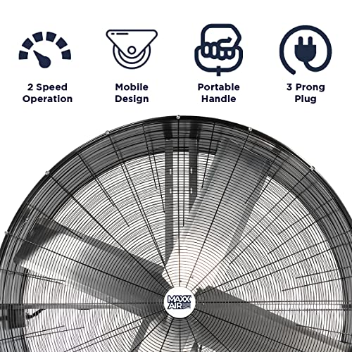 Maxx Air 60 Inch High Velocity Industrial Belt Drive Drum Fan | Heavy Duty Barrel Fan with Durable Rolled Steel Housing | Commercial, Garage, Workshop, or Warehouse Use | 19,000 CFM