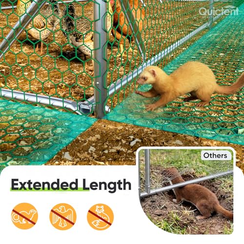 Quictent Essential Series 12x9ft Metal Chicken Coop Run w/Climbing Ladder | Walk-in Outdoor Poultry Cage with PVC Coated Chicken Wire, Hen Duck Rabbit Farm House, Waterproof Anti-UV Cover - size: 12x9ft
