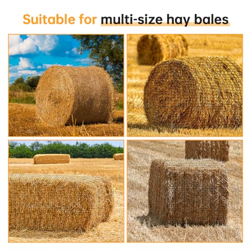 Round Bale Hay Net 4x4ft Large Round Bale Hay Nets for Horses Heavy Duty Slow Feed Hay Net Black Knotless Design for Horse, Cattle, Goat (4x4ft)