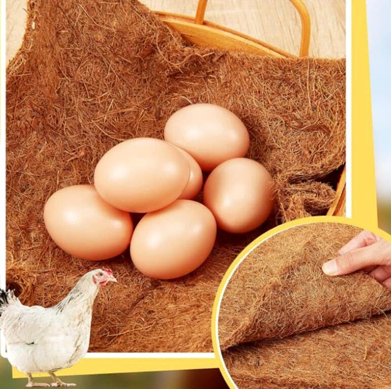 4 Pack Chicken Nesting Pads Box Rabbit Hutch Organic Supplies Coop Nest Liners Natural Coconut Palm Hens Nest Bedding Mats 13x13inch Multi-Role Poultry Supplies for Laying Eggs