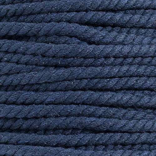 Twisted Natural Cotton Rope - 1/4 Inch - Solid Colors - Available in Lengths of 10 Feet, 25 Feet, 50 Feet, and 100 Feet - color: Navy, size: 10 feet