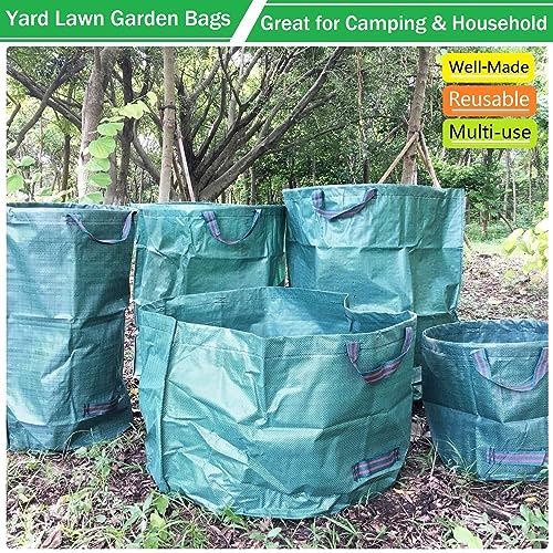 Standard 2-Pack 32 Gallon Lawn Garden Bags Big (D18,H30 in) Yard Waste Bags W/Gardening Gloves for Leaf Bag,Grass Clippings,Yard Debris Bin,Camping Trash Container,Recycling Bin,Laundry Bag 4 Handles