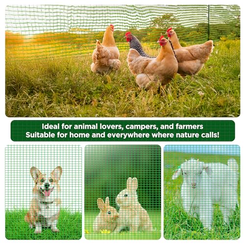HIDALIFE Temporary Fence with Posts,3‘x50‘ Safety Barrier for Dog Snow Plastic Mesh Fencing with Fiberglass Stake Windbreak Rope,Movable Fencing Roll for Garden Backyard Outdoor Animal Protect - size: 3'x50'