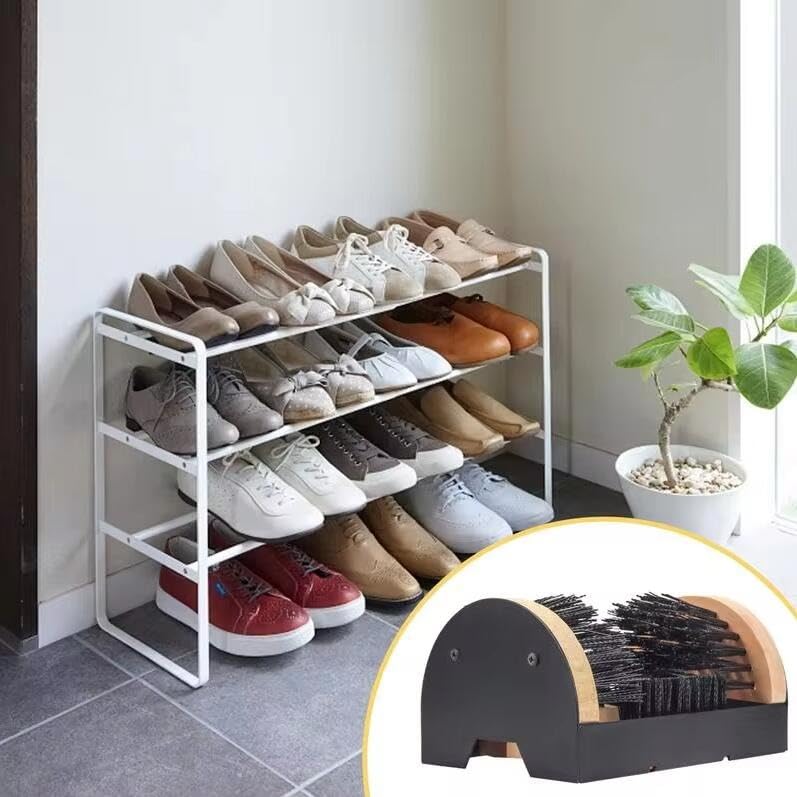 Boot Scrubber Cleaner Shoe Brush Mountable Boot Scrubber Buffer for Boots, Shoes, Sneakers Indoor/Outdoor Shoe Brush Scraper Footwear Cleaner Mountable Natural