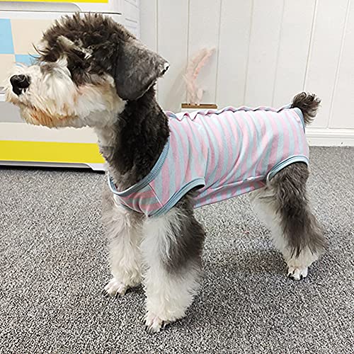 Dog’s Recovery Suit Post Surgery Shirt for Puppy, Wound Protective Clothes for Little Animals(Pink Blue Stripe-xs) - color: pink blue stripe, size: X-Small