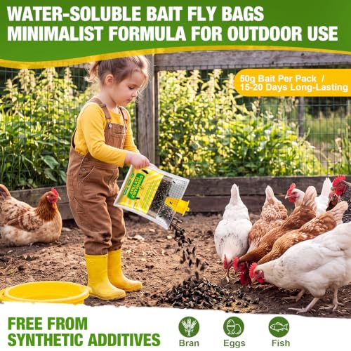 18 Pack Fly Traps Outdoor Flying Insect Trap with Pre-Baited Bait Disposable Hanging Fly Bags for Patio Barn Horse Ranch Chicken Coop, Effective Flying Insect Trap