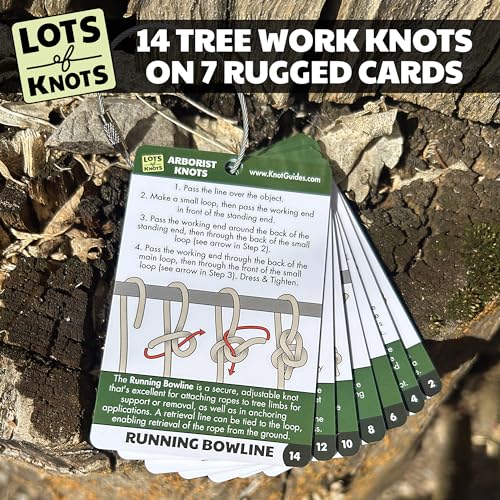 Arborist Knot Cards for Tree Climbing and Trimming by Lots of Knots | Waterproof cards with 14 essential knots for tree service equipment and tree trimming. Arborist climbing kit essentials.