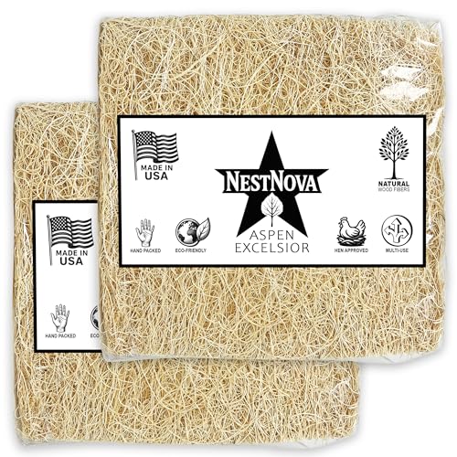 NestNova™ Aspen Nesting Pads for Chickens – 10 Pack 13x13 Excelsior Liners | USA-Grown Aspen, Cleaner Eggs, Kraft-Backed Coop Bedding for Laying Hens - 20 Pads - size: 20 Pads (2 Packs)