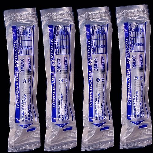 100 Pack 3ml 3cc Plastic Luer Lock Syringe with 18Gauge and Cap, Individually Sealed Wrapped, for Scientific Labs, Measuring Liquid, Refilling or Dispensing - style: 100 Pack-3ml 18gauge