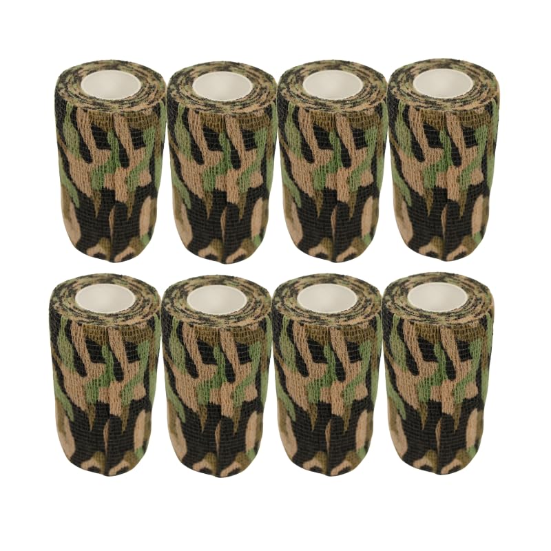 4" Cohesive Flexible Bandage Wrap – Jungle Camo - 8 Pack | Self-Adherent Vet Tape for Animal Use | Breathable, Easy Tear, No Clips Required | Ideal for Horses, Dogs, Livestock, Pets - color: Jungle Camo