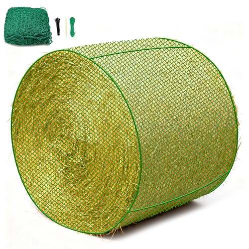 6x6 ft Round Bale Hay Net- Large Slow Feed Hay Net for Horses Goat Livestock, Knotless Sturdy Whole Bale Feeder with 1.57" Holes Fits for Round Bales 4x4 5x5, 6x6ft or Square 3x3x8, 4x4x8, 5x5x8ft - style: 6*6Ft(Green)