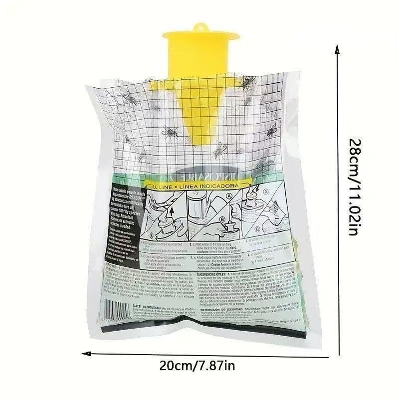 8-Pack Hanging Fly Trap Set with Disposable Bags; Includes Bait, Non-Toxic; Ideal for Backyards, Farms, Barns, Patios, and Gardens