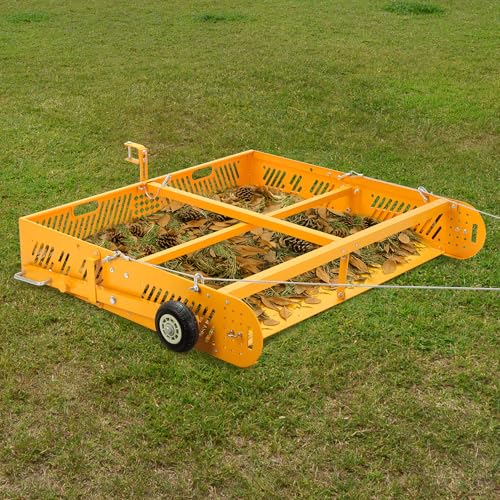 POPMOON 2-in-1 Horse Manure Fork Tow Behind Trailer, 330 lb Paddock Cleaner | Tow behind manure collector, reinforced frame, easy assembly, fits ATV UTV lawn tractor, pasture, stable and farm cleanup - size: 44" L - with wheels