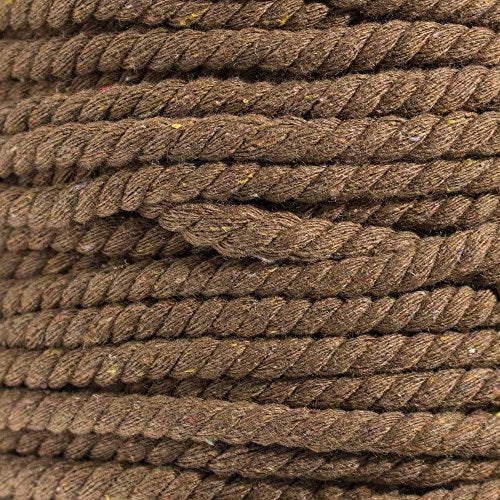 Twisted Natural Cotton Rope - 1/4 Inch - Solid Colors - Available in Lengths of 10 Feet, 25 Feet, 50 Feet, and 100 Feet - color: Brown, size: 10 feet