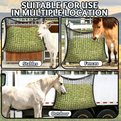 YedsIntu Hay Bags for Horses, Slow Feed Hay Nets for Horses Goat Sheep, Large Capacity Hay Feeder for Stall, Trailer, Pasture (Black) - size: 1PCS