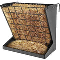 Wall Mount Hay Rack, Heavy-Duty Galvanized Metal 2 in 1 Hay and Grain Feeder, Livestock Feeder with Adjustable Distance, Hay Feeder for Goats, Sheep, Horse - color: Black