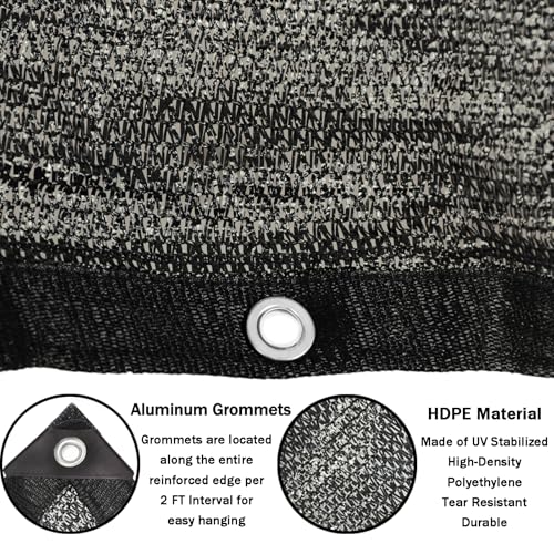 40% Black Shade Cloth for Garden with Grommets 6x10FT Heavy Duty Sun Shade | Breathable HDPE Mesh Tarp - 40% Sun Block Garden Shade Cloth for Greenhouse, Pergola, Patio Shade, Backyard & Outdoor Plants - size: 6 ft X 10 ft