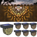 Gardsee Solar Fence Lights 6 Pack Solar Deck Lights Waterproof LED Solar Powered Step Light Wall Lights Outdoor Decorations Warm Yellow Light Decorative Lighting for Garden (Black) - style: black