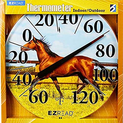 Headwind Decorative Dial Thermometer - 12.5 Inch Indoor & Outdoor Wall Thermometer – Weather Resistant Patio Dial for Garden Use - Horse by EZRead - color: Horse