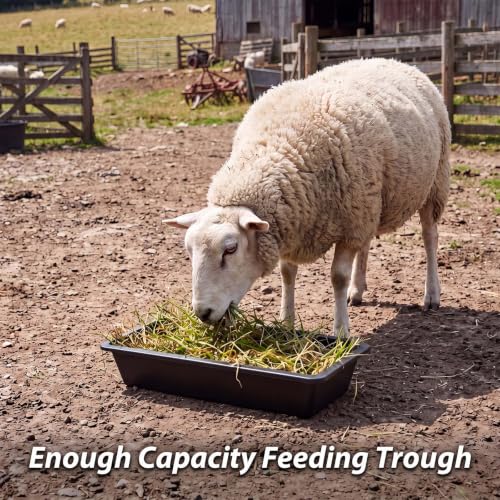 4 Pcs 4.5 Gallon/18 Quart Livestock Water Trough Polypropylene | 22.8" Long Large Capacity Livestock Feeding Trough for Calves Pig Sheep Horses Alpacas and Goats Farm Animal Feeding - color: Black, size: 4.5 Gallon/18 Quart