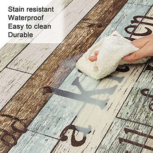FRESHMINT Farmhouse Kitchen Mats Sets 2 Piece Cushioned Comfort Mat for Home & Office Ergonomically Engineered Memory Foam Kitchen Rug Waterproof Non-Skid, 30" by 17" + 47" by 17",Happiness - color: Happiness