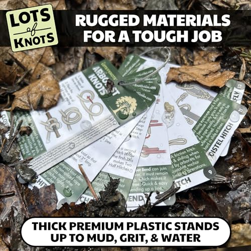 Arborist Knot Cards for Tree Climbing and Trimming by Lots of Knots | Waterproof cards with 14 essential knots for tree service equipment and tree trimming. Arborist climbing kit essentials.