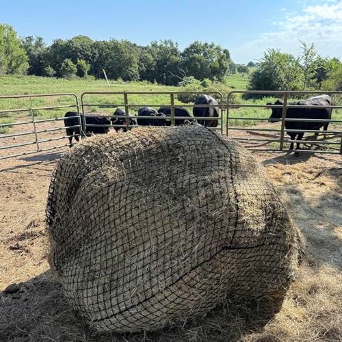 Large Round Bale Hay Net, Slow Feed Knotless Design Hay Net Feeder for Livestocks,Heavy Gauge Large Hay Net for Horses, Cattle, Sheep in Farms and Pastures, 1.75-inch Mesh (6×6ft) - color: 6×6 ft
