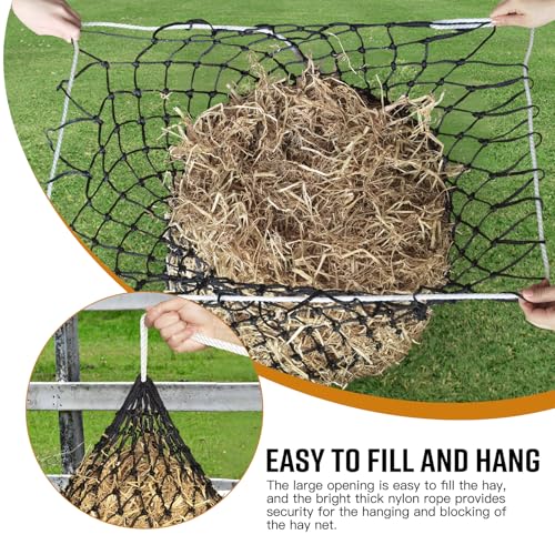 2 PCS Slow Feed Hay Net for Horses Designed with 1.75 in, 36 Inch | Premium PE Hay Net Measuring, Easy to Hang With Top Drawstring, Suitable for Horses, Goats, Sheep And Donkeys
