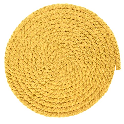 Twisted Natural Cotton Rope - 1/4 Inch - Solid Colors - Available in Lengths of 10 Feet, 25 Feet, 50 Feet, and 100 Feet - color: Gold, size: 10 feet