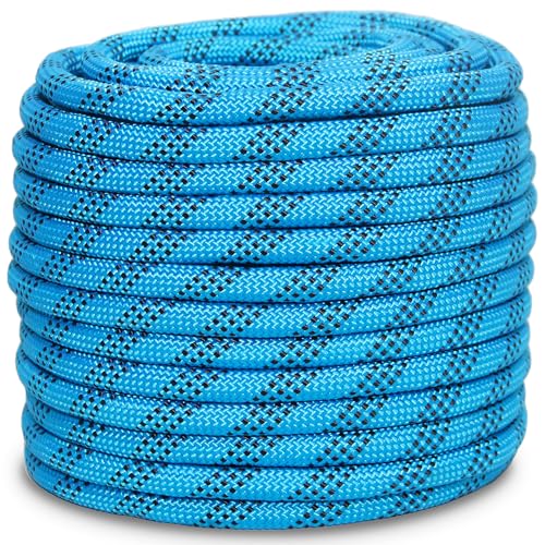 1/2 Inch 150ft Double Braided Polyester Arborist Rope, Heavy Duty Nylon Rope for Anchor, Tree Work, Cargo, Pulling, Sailing (Blue) - size: 1/2in x 150ft, style: Blue