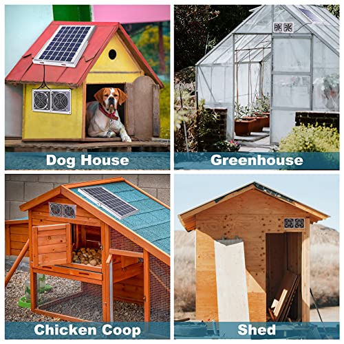 Solar Fan for Greenhouse, 10W Solar Powered Fan for Chicken Coop, Waterproof Solar Exhaust Fan for Shed with 11.8ft/3.6m Cable - style: Solar Fan-10W